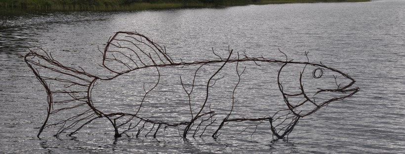 Sculpture of a pike at Lochan Spling, Scotland