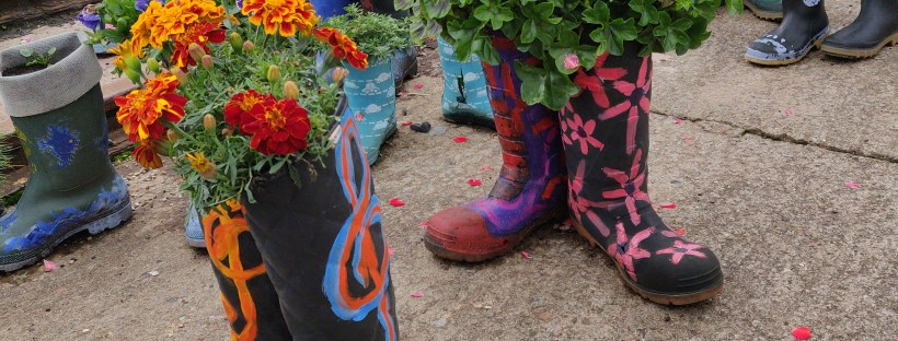 Wellington Boots Filled With Flowers