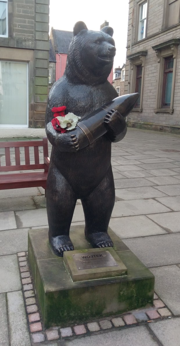 Statue of Wojtek the bear, in Duns, Scottish Borders