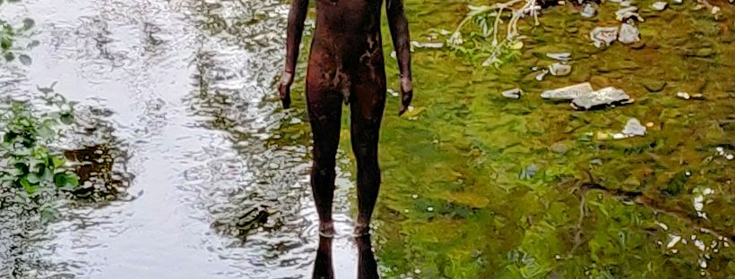 Antony Gormley Sculpture, Stok Bridge, Water of Leith, Edinburgh