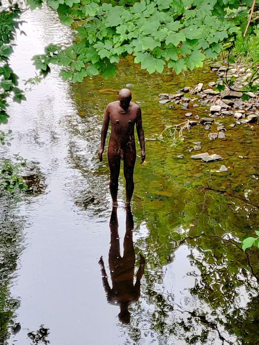 Antony Gormley Sculpture, Stok Bridge, Water of Leith, Edinburgh