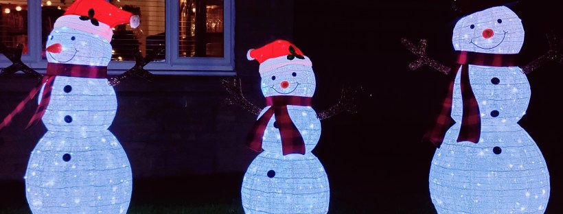 Three Illuminated Snowmen